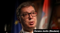 Predsednik Srbije Aleksandar Vučić govori u intervjuu Rojtersu u Beogradu, Srbija, 28. septembra 2023.