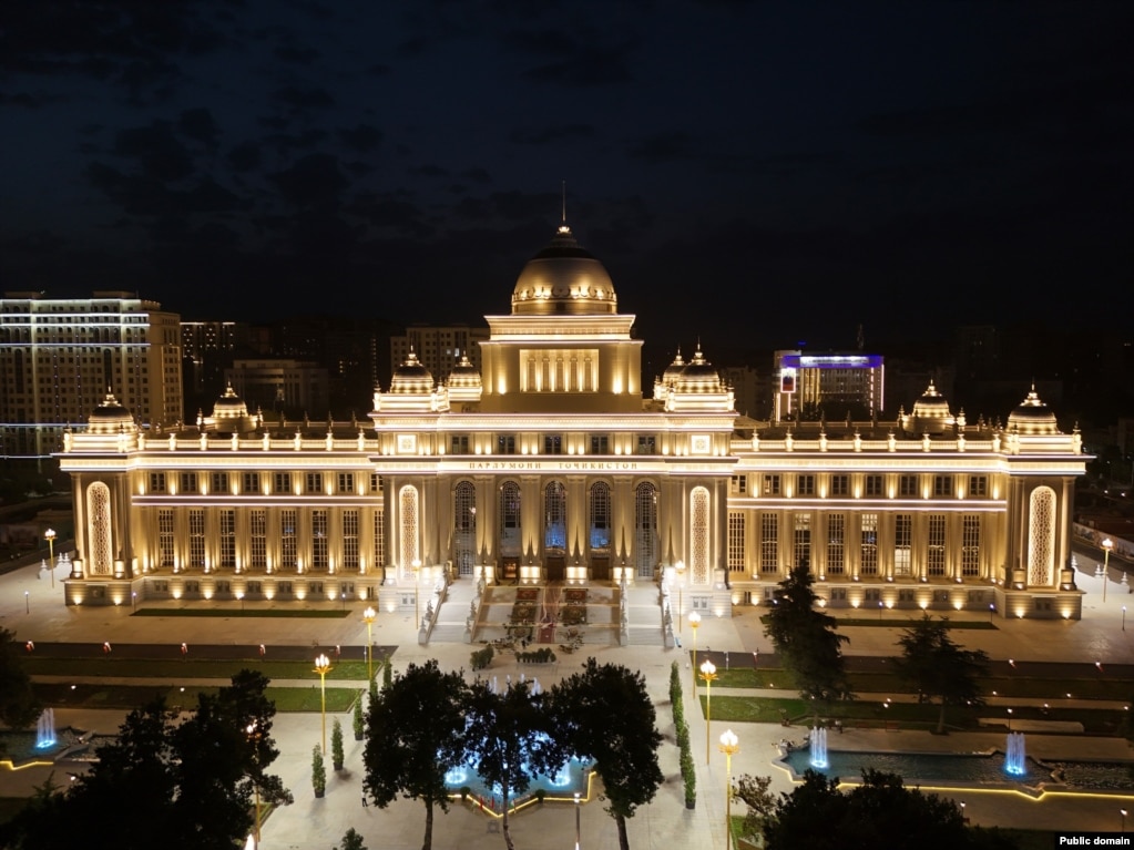 Tajikistan's newly constructed parliament building, which was built in Dushanbe by Chinese firms.