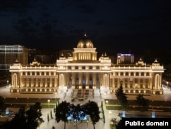 Tajikistan's newly constructed parliament building, which was built in Dushanbe by Chinese firms.