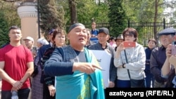 Anti-government protesters in Almaty on May 1. 