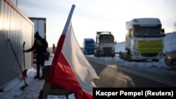 Blokada na poljskom graničnom prelazu Hrebene sa Ukrajinom, januar 2024. 