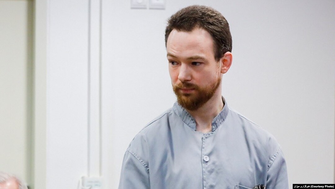 Johan Floderus appears in court in Tehran on December 20.