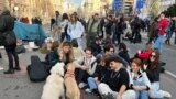 Students and young activists blocking road in Belgrade center demanding the opening of the voters' list due to the alleged election fraud