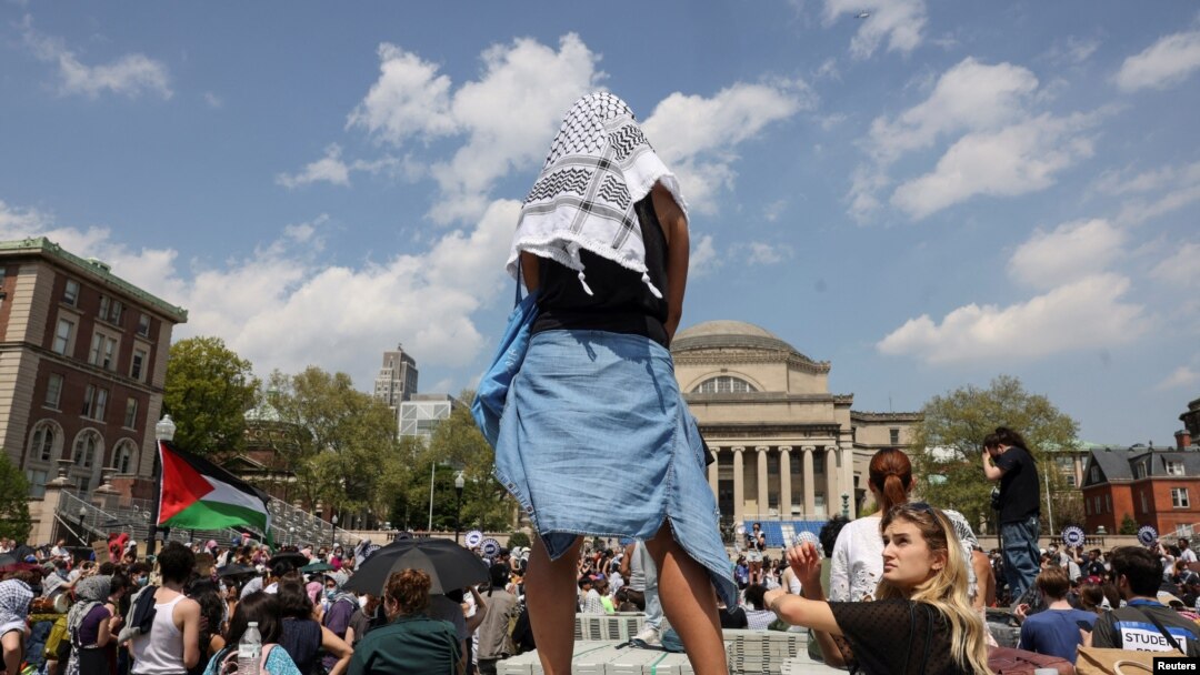 Protest pro-palestinian la Universitatea Columbia din New York.