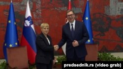 Predsednica Slovenije Nataša Pirc Musar i predsednik Srbije Aleksandar Vučić u Beogradu, 15. juna 2023.