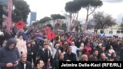 Protesta e opozitës shqiptare në Tiranë. 3 mars 2023.