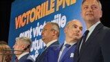 Liderii PNL, în așteptarea rezultatelor alegerilor locale și europarlamentare. De la stânga la dreapta: Lucian Bode - secretar general PNL, Nicolae Ciucă - președinte PNL, Rareș Bogdan - prim-vicepreședinte PNL, Dan Motreanu - prim-vicepreședinte PNL