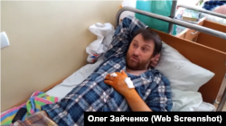 Андрій Щекун у лікарні після звільнення з полону, березень 2014 року, скриншот з відео youtube/Олег Зайченко