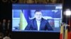 Ukrainian Foreign Minister Dmytro Kuleba addresses a Black Sea security conference in Bucharest via a video link on April 13. 
