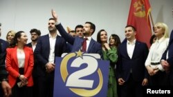 Jakov Milatović slavi izbornu pobedu, Podgorica, 2. april 2023.