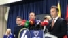 Северна Македонија - Арбр Адеми, шеф на изборниот штаб на ДУИ, прес-конференција по затворањето на избирачките места, Скопје, 8 мај 2024 година. 