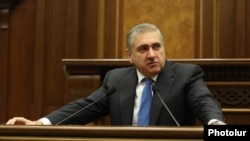 Armenia - Opposition deputy Artur Khachatrian speaks in the Armenian parliament, Yerevan, February 6, 2024.