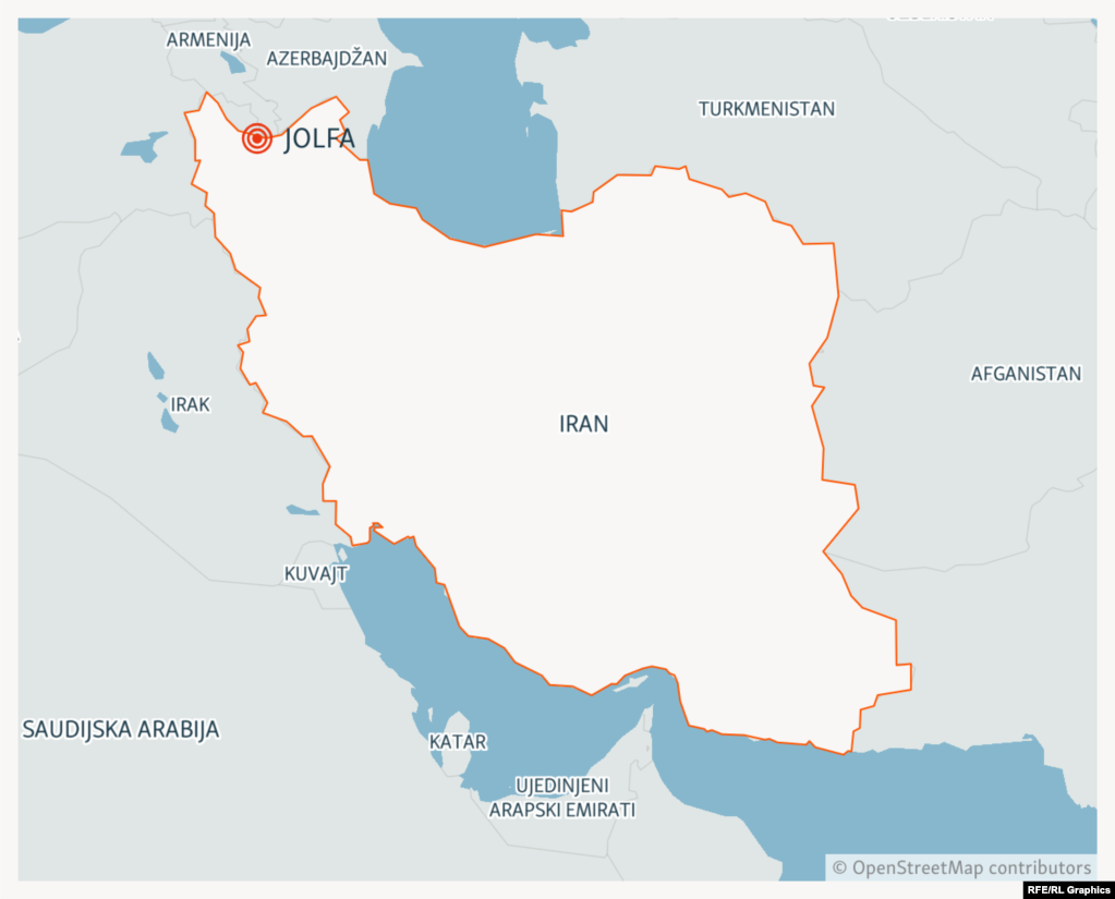 Карта на регионот каде што на 19 мај беше објавено дека хеликоптерот со иранскиот претседател Ебрахим Раиси имал проблеми со слетувањето