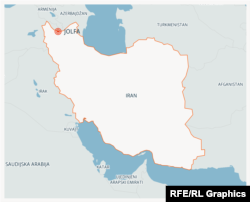 Mapa regiona gde je 19. maja javljeno da je helikopter kojim se prevozio iranski predsednik Ebrahim Raisi imao problema sa sletanjem