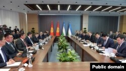 Кыргызстан менен Өзбекстандын делегациялары.
