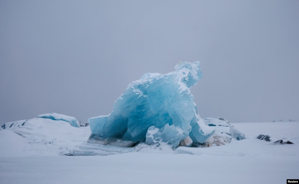 Akulli blu shihet në Kongsfjord pranë Ny-Aalesund, në Svalbard, Norvegji, 8 prill 2023.&nbsp;