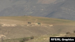 Armenia - An Azerbaijani military post is seen from the village of Tegh, March 3, 2023.