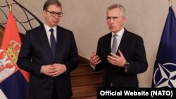 Predsednik Srbije Aleksandar Vučić i generalni sekretar NATO Jens Stoltenberg u Briselu, 19. jul 2023. 