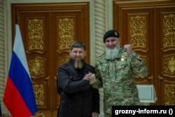 Глава Чечни Рамзан Кадыров и Руслан Геремеев в Грозном. Чечня, апрель 2023 года