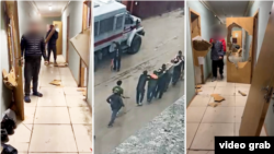 An attack of Russian security forces on a dormitory of Tajik migrants near Moscow on April 3, according to eyewitness video.
