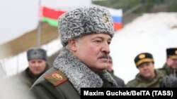 Олександр Лукашенко на спільних російсько-білоруських військових навчаннях, 17 лютого 2022 року