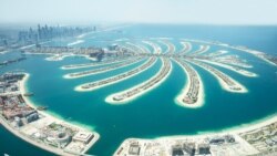 An aerial view of the palm tree-shaped Palm Jumeirah real estate development in Dubai (file photo)