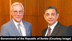 Zëvendëskryeministri i Serbisë, Aleksandar Vulin (djathtas), dhe zëvendësministri i Punëve të Jashtme të Rusisë, Aleksandar Grushko, në Moskë, 10 qershor 2024.
