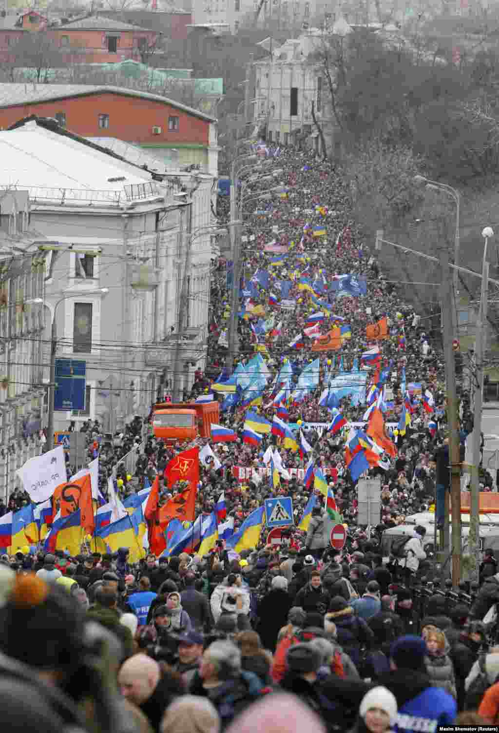 A massive rally in Moscow on March 15 opposing the military takeover of Crimea Putin later revealed he had voiced his intention to &quot;start working on returning Crimea to Russia&quot; in February 2014 at the end of an all-night meeting with his security services. &nbsp;