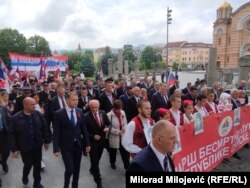 Na čelu marša 'Besmrtnog puka' bio je Milorad Dodik, predsjednik Republike Srpske