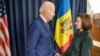 U.S. President Joe Biden and Moldovan President Maia Sandu meet in Warsaw on February 21. 