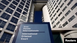 Intrarea Curții Penale Internaționale (CPI), Haga, 3 martie 2011.