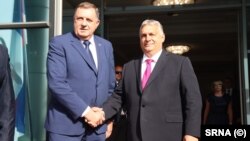 Predsjednik Republike Srpske Milorad Dodik sa premijerom Mađarske Viktorom Orbanom u Banja Luci, 22. juna 2023.