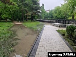 Подтопление Гагаринского парка водами Салгира. Симферополь, 31 мая 2023 года