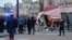 Russian investigators work at the damaged St. Petersburg cafe where Maksim Fomin (aka Vladlen Tatarsky) was killed in a blast in April.
