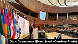 Сьвятлана Ціханоўская выступае на Парламенцкай асамблеі NATO ў Люксембургу