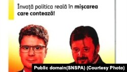 Afișul distribuit de AUR la SNSPA, la deschiderea anului școlar universitar, potrivit unui comunicat de presă al SNSPA.