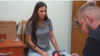 Natallya Kruk refused to talk to pro-government journalist Ryhor Azaronak in 2023.