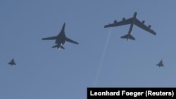 NATO aircraft, including a B-52 bomber, during an exercise over Sweden in January