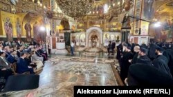 Patrijarh Srpske pravoslavne crkve (SPC) Porfirije na liturgiji u hramu u Podgorici, 15. oktobra 2023.
