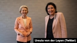 Եվրահանձնաժողովի նախագահ Ուրսուլա ֆոն դեր Լայենը և Վրաստանի նախագահ Սալոմե Զուրաբիշվիլին, Շվեյցարիա, 16-ը հունիսի, 2024թ.