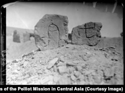 Rocks bearing a phallic symbol and swastika in China