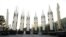 Iranian ballistic missiles are displayed during a ceremony in Tehran in August 2023.