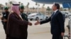 U.S. Secretary of State Antony Blinken (left) is welcomed by Saudi officials on a visit to Riyadh during a Gaza diplomacy push late last month. 