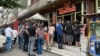 Nagorno-Karabakh - People line up outside a bakery in Stepanakert, July 18, 2023.