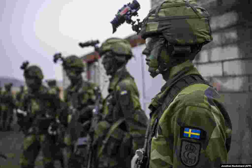 Swedish soldiers during a military exercise near Stockholm on February 27.&nbsp; The Nordic country has around 24,000 active personnel in its military, and some 33,000 reservists.&nbsp;