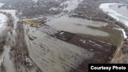 Потоп в Западно-Казахстанской области: на фото разлив реки Чаган. Уральск, 1 апреля 2024 года
