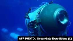 Fotografie nedatată cu submersibilul Titan, operat de OceanGate Expeditions pentru a explora epava Titanicului - scufundat în largul coastei din Newfoundland, Canada.