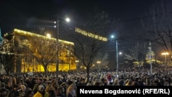 Србија -- Протест на опозициската коалиција на Србија против насилството - Белград, 18 декември 2023 година. 