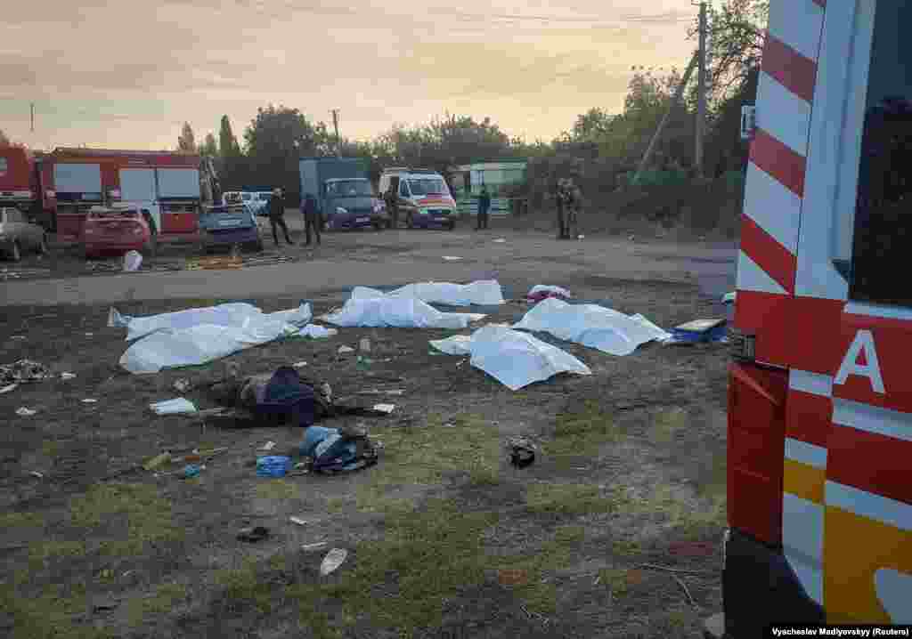 Interior Minister Ihor Klymenko said residents of the village of about 330 people had been holding a memorial service in the cafe when it was struck. Local officials said they had been sitting down to a meal.