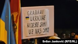 Sa jednog od skupova podrške građana Crne Gore Ukrajini. 